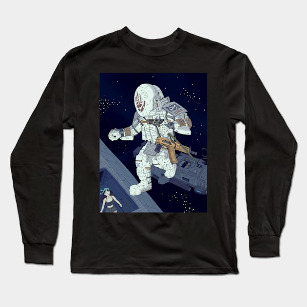 Astronaut, zero G Space pirate raid. Long Sleeve T-Shirt by JJadx